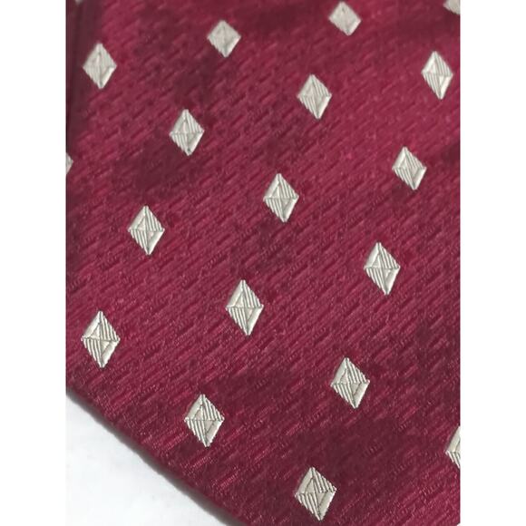 Filo A'Mano Hand Tailored By Tom James Maroon Silk Wide Tie Gold Diamonds - Picture 3 of 6